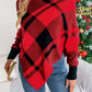Plaid Turtleneck Batwing Sleeve Sweater