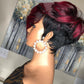 Dark Red Pixie Cut Wig Human Hair Short Bob Wig With Natural