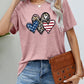 US Flag Leopard Heart Graphic Tee
