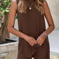 Women's Tank Top & Elastic Shorts Set – Solid Color, Sleeveless, Summer 2-Piece