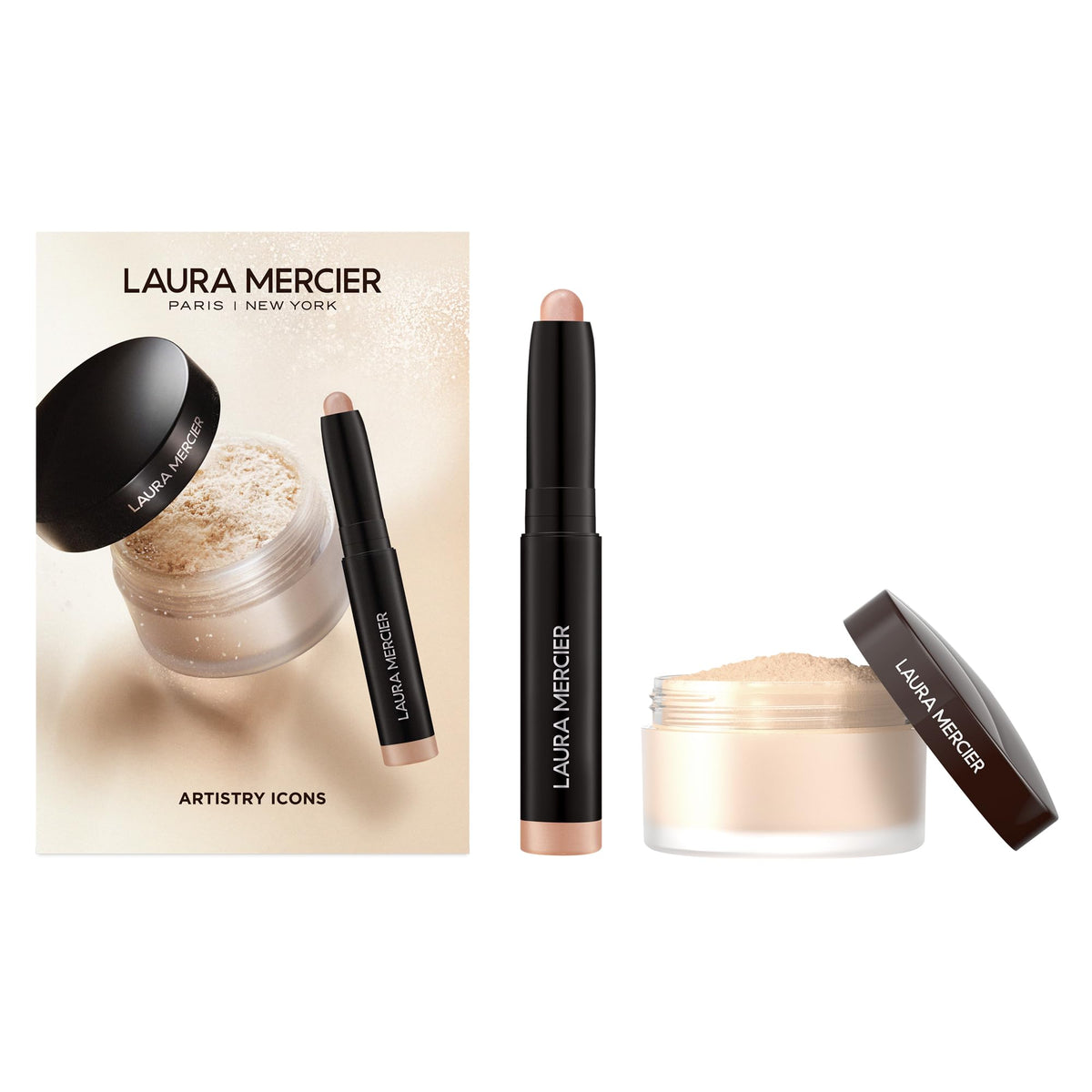 Laura Mercier Translucent Loose Setting Powder, 24HR Shine Control, Soft Matte Finish, Long-Lasting Wear, Normal to Oily Skin, 4 Shades for Virtually All Skin Tones, Artistry Icons Set