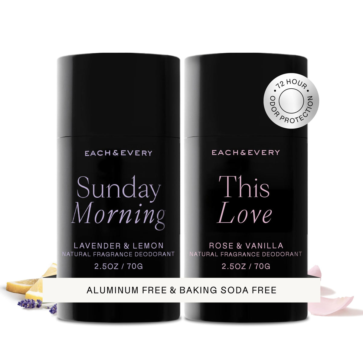 Each & Every Aluminum Free Deodorant for Women & Men – Natural Fragrance 72-Hr Odor Protection, Non-Toxic Deodorant for Sensitive Skin, EWG Verified, Baking Soda Free - Cedar & Vanilla 2 Pack, 2.5oz