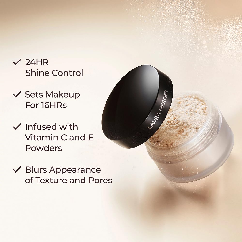 Laura Mercier Translucent Loose Setting Powder, 24HR Shine Control, Soft Matte Finish, Long-Lasting Wear, Normal to Oily Skin, 4 Shades for Virtually All Skin Tones, Artistry Icons Set