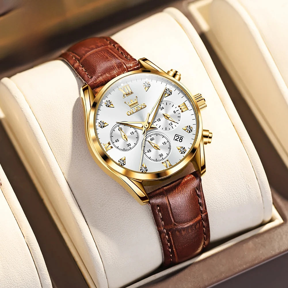 Women's Multifunction Leather Quartz Watch
