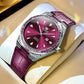 Women's Crystal Bezel Leather Date Watch