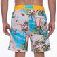 Island Print Mens Tropical Swim Trunks