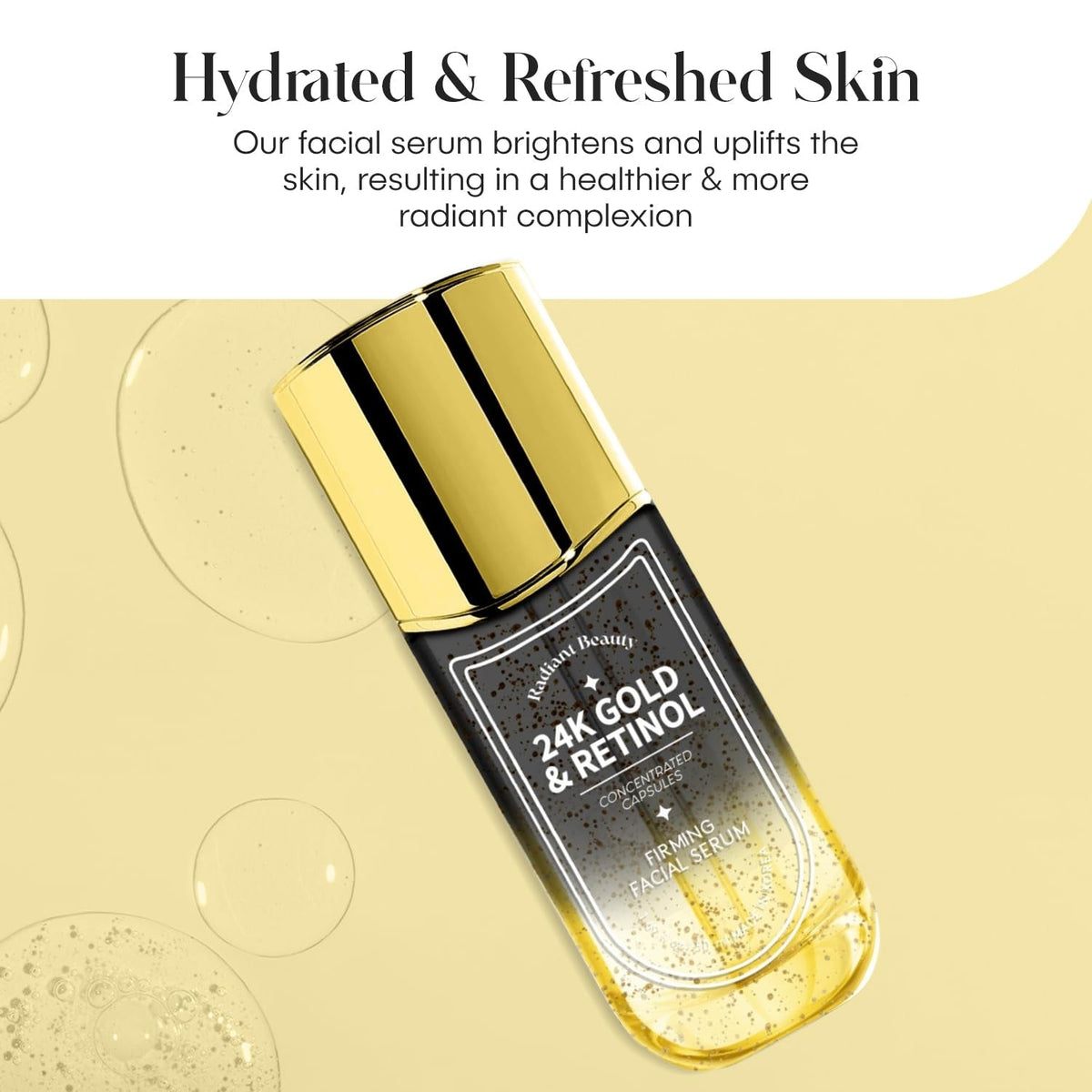 24K Gold & Retinol Firming Serum - Moisturizing, & Protecting - Reduces Dark Spots & Wrinkles - Dermatologist Tested, Korean Skin Care - 1.69 FL.OZ.