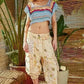 POL Openwork Ethnic Pattern Square Neck Cropped Knit Top