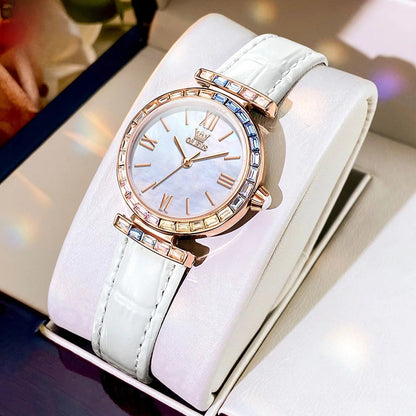 Women's Crystal Accent Leather Quartz Watch
