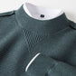 Men's Wavy Patterned Jacket Stand Collar Fashion Sweater