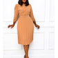 Plus Size Solid Color Midi Dress for Women