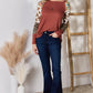 Hailey & Co Full Size Leopard Waffle-Knit Blouse