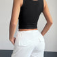 Quarter Button Square Neck Tank