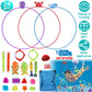 24Pcs Diving Toys Swimming Pool Toys Swim Toys for Kids Aged 3+ Years Old Swim Thru Rings Torpedoes Gems Volleyball Storage Bag
