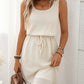 Breezy Waffle-Knit Drawstring Mini Tank Dress