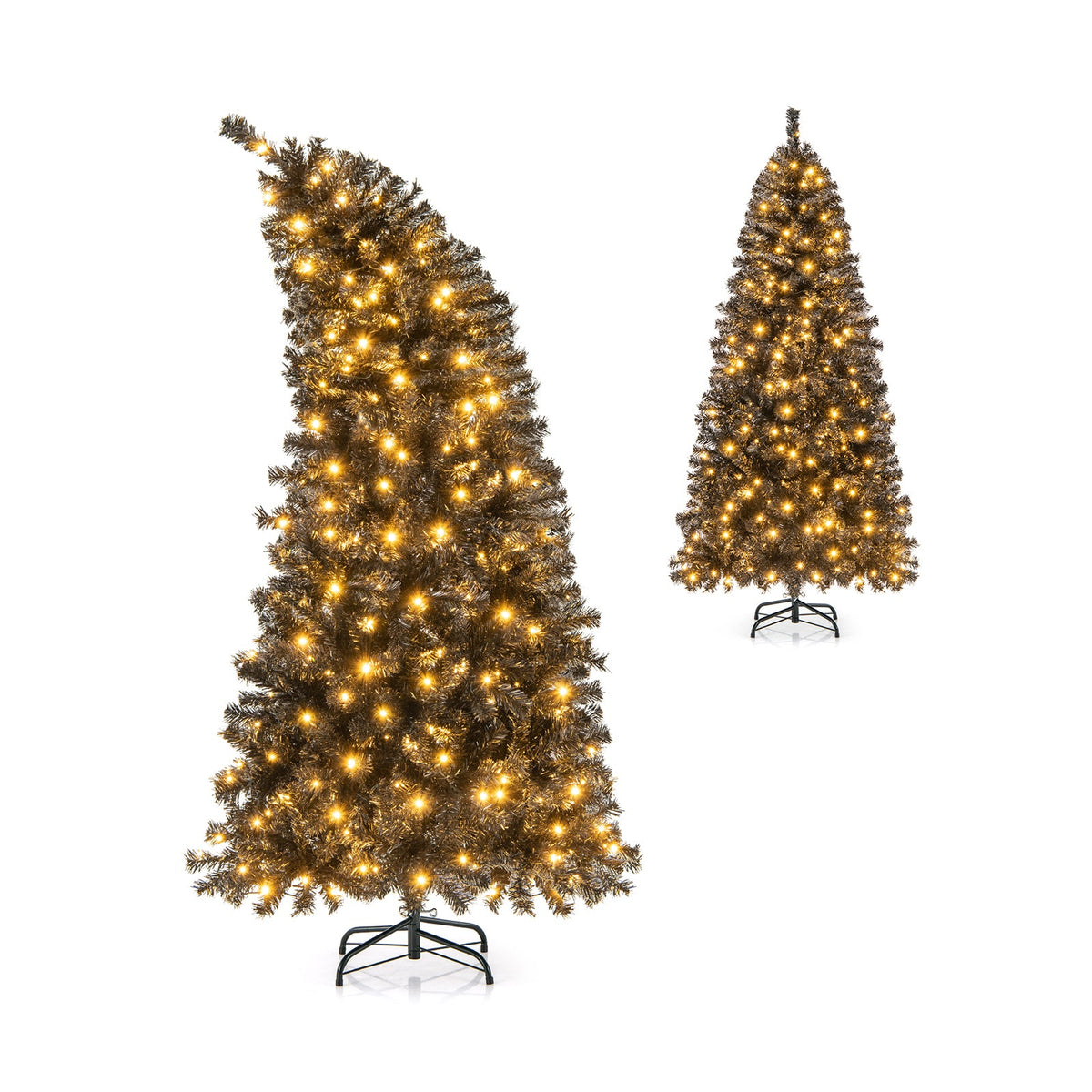 6/7 FT Artificial Christmas Tree with Bendable Top Section and Warm Light