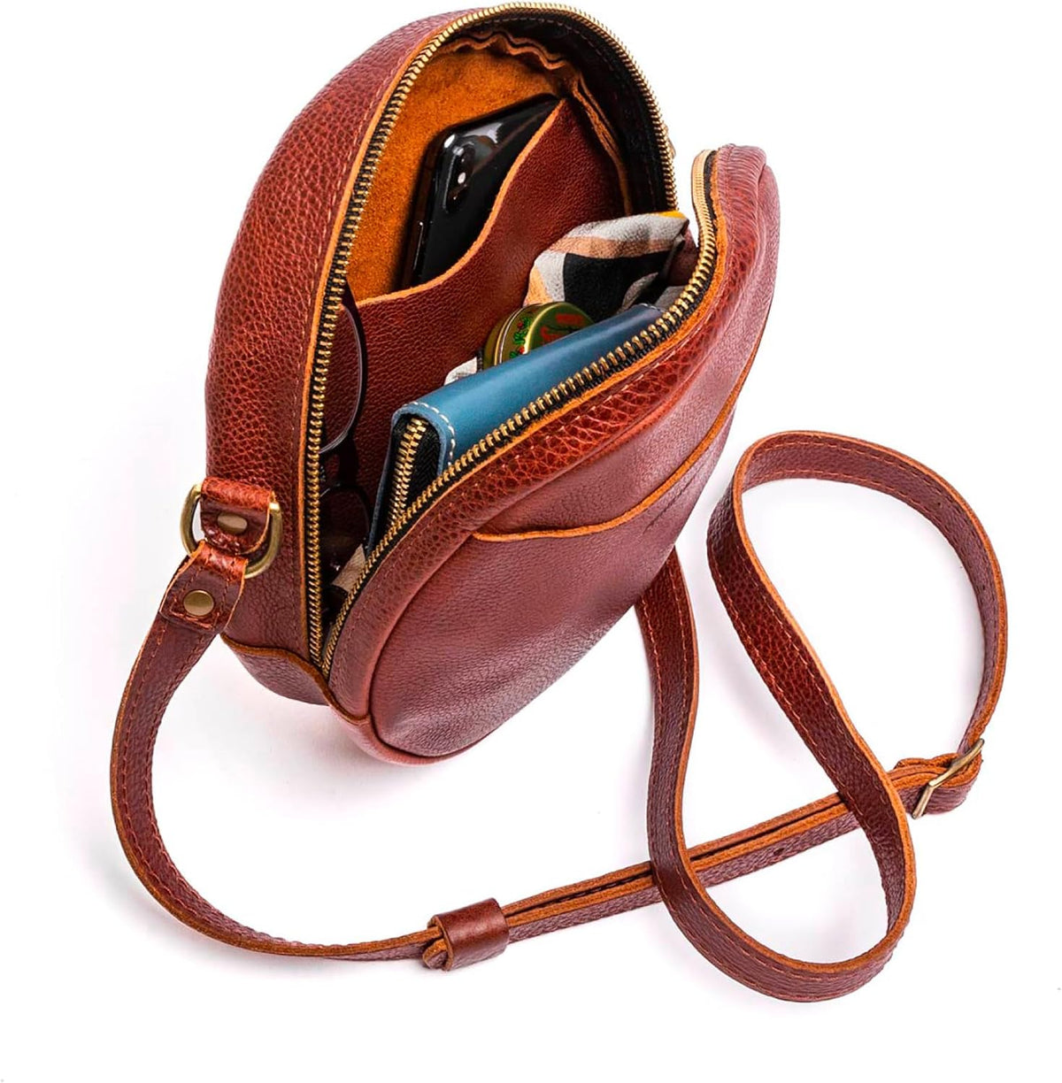 Portland Leather Goods Circle Crossbody Bag for Women – Handmade from the Finest Full-Grain Hides