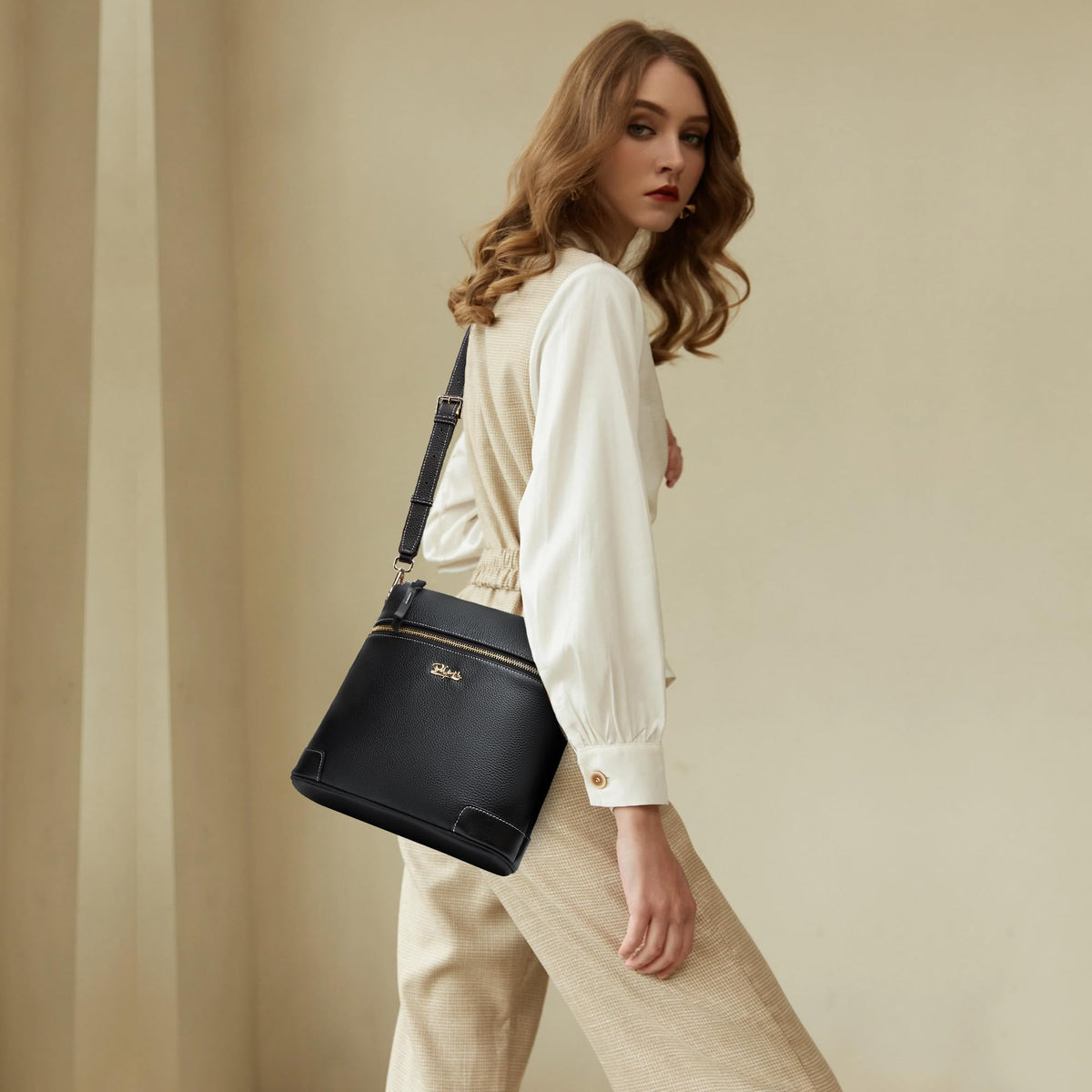 BOYATU Leather Crossbody Bag for Women: Designer Shoulder Purse for Travel - Trendy Genuine Leather Handbag for Everyday