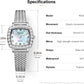 ROCOSJEWE Luxury Silver Diamond Ladies Watch for Women, Square Quartz Wrist Watch with Natural Mother-of-Pearl Dial, Elegant Small Dial, Premium Branded Women’s Watch, Gift for Women R0264