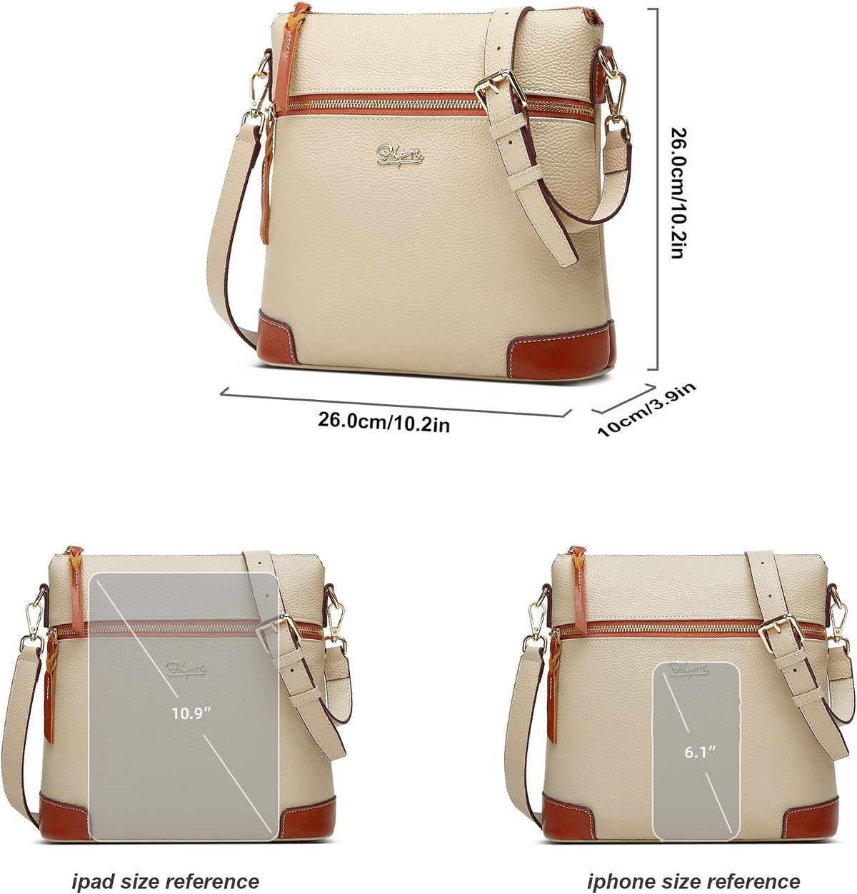 BOYATU Leather Crossbody Bag for Women: Designer Shoulder Purse for Travel - Trendy Genuine Leather Handbag for Everyday
