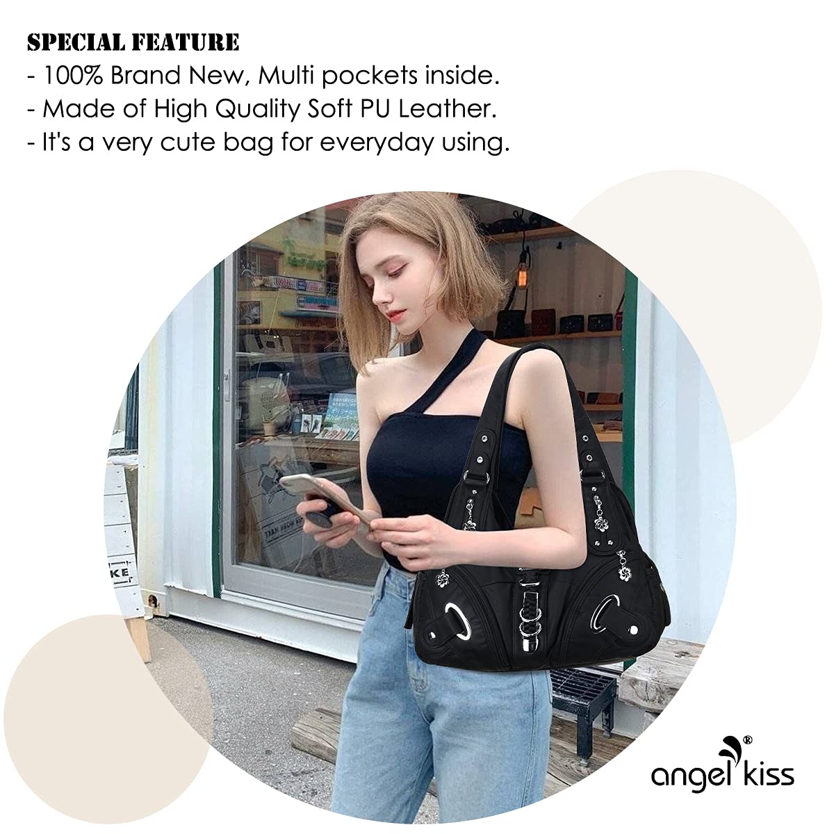 Angelkiss Hobo Purses and handbags for Women Satchel Handbag Women Purses Large Daily Shoulder Bags