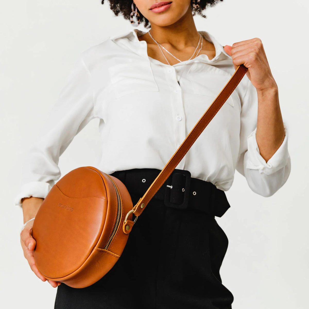 Portland Leather Goods Circle Crossbody Bag for Women – Handmade from the Finest Full-Grain Hides