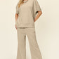 Textured Knit Short Sleeve Top and Pants Set