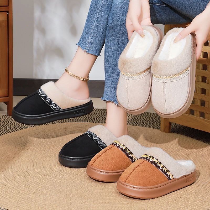 Women's Cotton Shoes Fleece-lined Thickened Plus Size Cotton Slippers