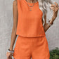 Women's Solid Color Sleeveless Vest & Shorts Set