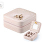 Women Jewelry Organizer Box PU Leather Travel Makeup Cosmetic Case with Mirror & Zipper