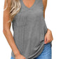 V Neck Racerback Tank Top with Pocket