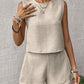 Women's Solid Color Sleeveless Vest & Shorts Set