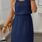Breezy Waffle-Knit Drawstring Mini Tank Dress