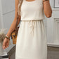 Breezy Waffle-Knit Drawstring Mini Tank Dress