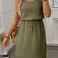 Breezy Waffle-Knit Drawstring Mini Tank Dress
