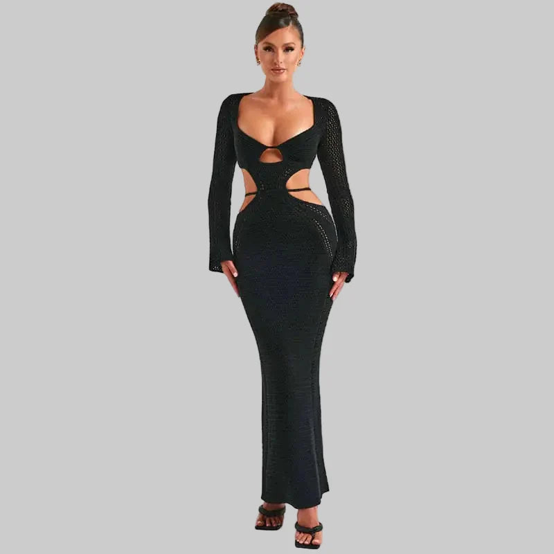 Ladies Long Sleeve Hollow Dress