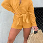Double-Layer Crepe Long Shirt and Shorts Set