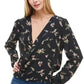 Long Sleeve Surplice Floral Top