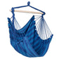 Hammock Hanging Chair Canvas Porch Patio Swing Seat Portable Camping Rope Seat Wooden Stick Hammock Chair with 2 Pillows 265LBS Load-bearing