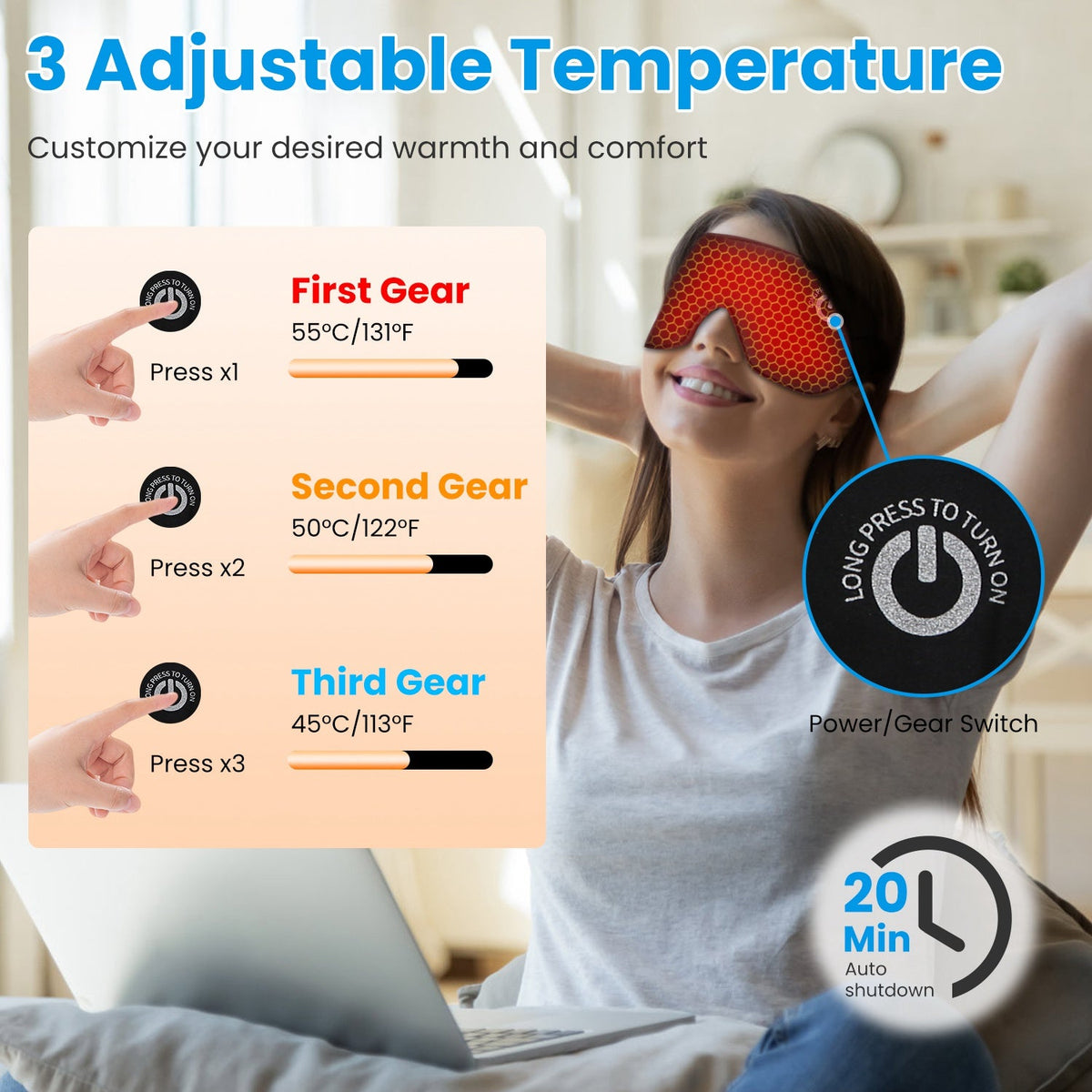 Cordless Heated Eye Mask Silk Sleep Eye