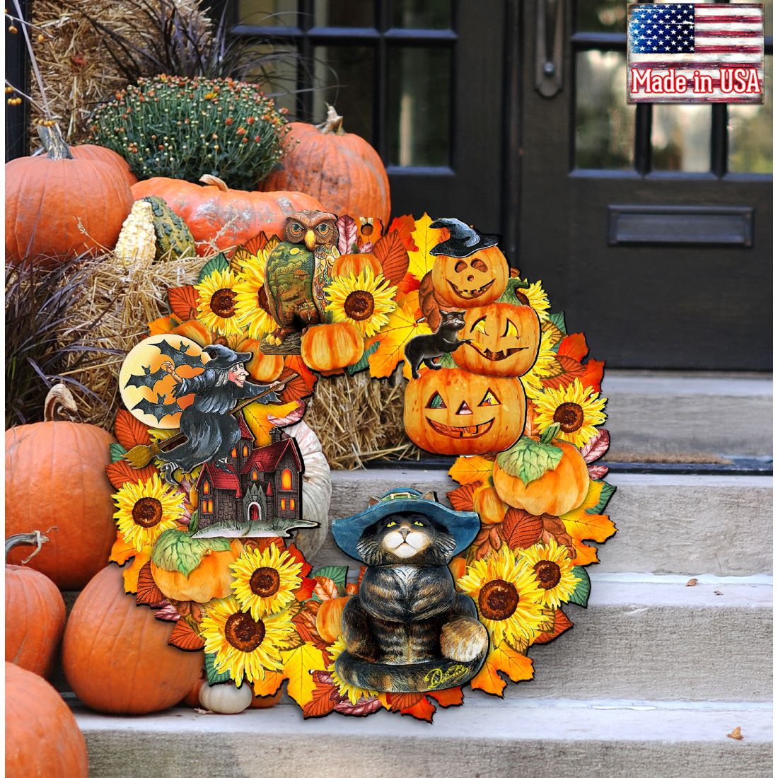 Halloween Holiday Door Wreath by G. DeBrekht - Thanksgiving Halloween Decor - 8185317H