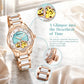 Vetra Women Watches Automatic Luxury Diamond Dress Ladies Watch Fashion Waterproof Ceramic Strap Rose Gold Self Winding Female Wrist Watch