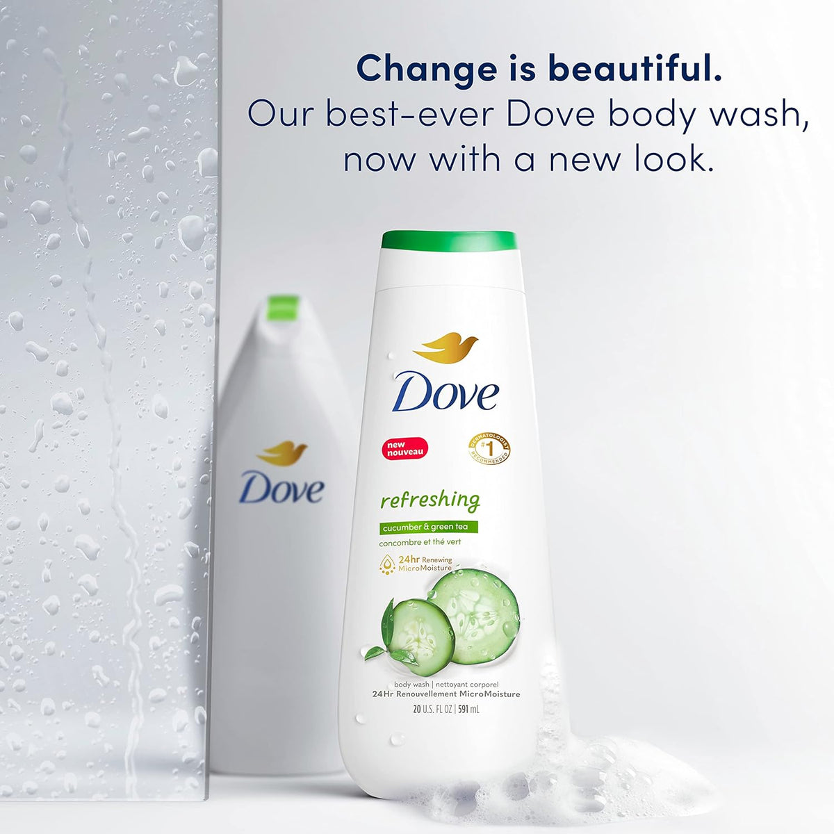 Dove Body Wash Refreshing Cucumber and Green Tea 4 Count Refreshes Skin Cleanser That Effectively Washes Away Bacteria While Nourishing Your Skin 20 oz
