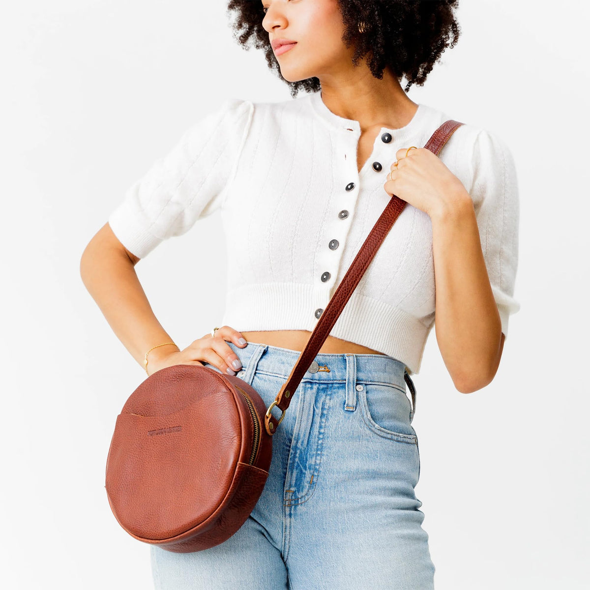 Portland Leather Goods Circle Crossbody Bag for Women – Handmade from the Finest Full-Grain Hides
