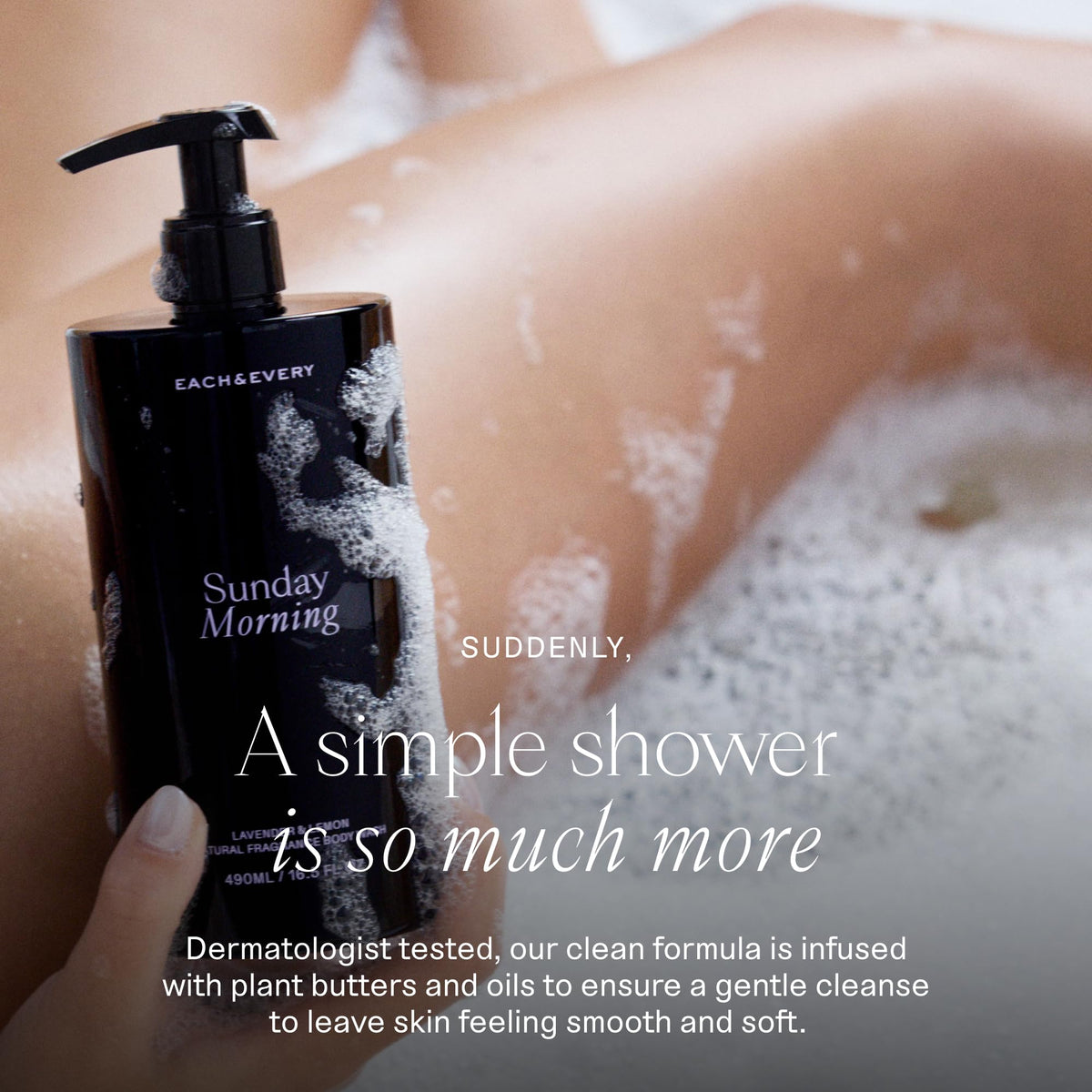 Each & Every Body Wash for Women and Men - Skin Feels Hydrated, Smooth & Soft - Ceramides, Lactic Acid AHA & Moringa Oil - 100% Natural Fragrance Gel - Eternal Summer, Coconut & Lime - 16.5 Fl Oz