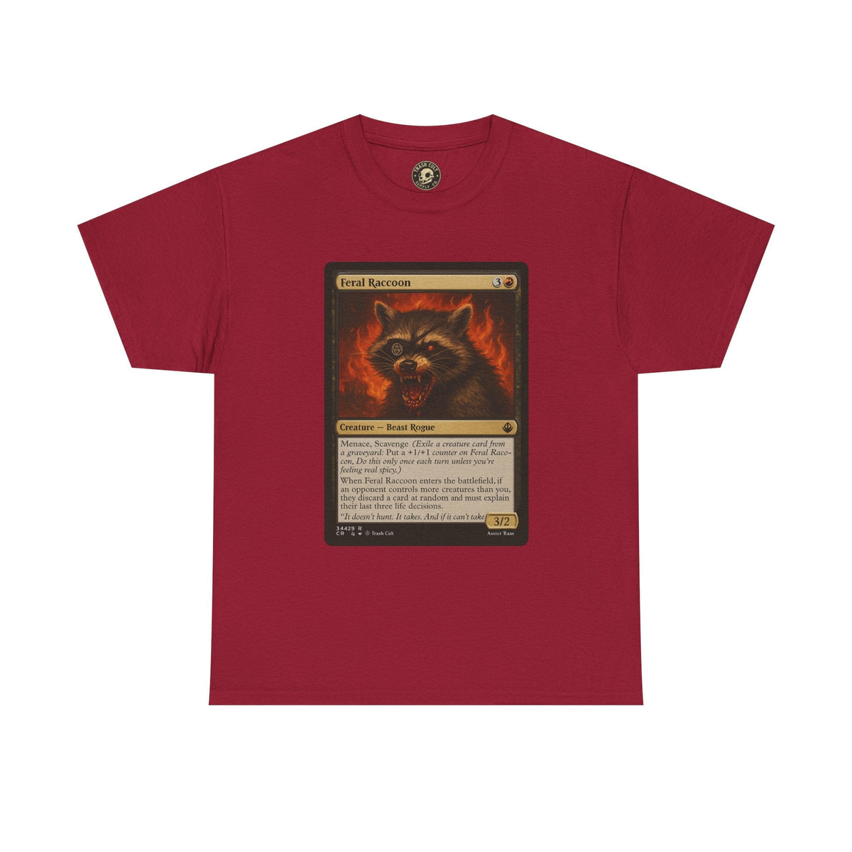 Feral Raccoon Magic Card Shirt – MTG-Inspired Beast Rogue Tee, Trash Cult Creature Card, Gildan 5000 Unisex T-Shirt