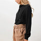 Oversized Military Blouse – Gold Button Long Sleeve Top | Femstylo