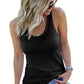 Women's Casual Black Scoop Neck Basic Solid Tank Top