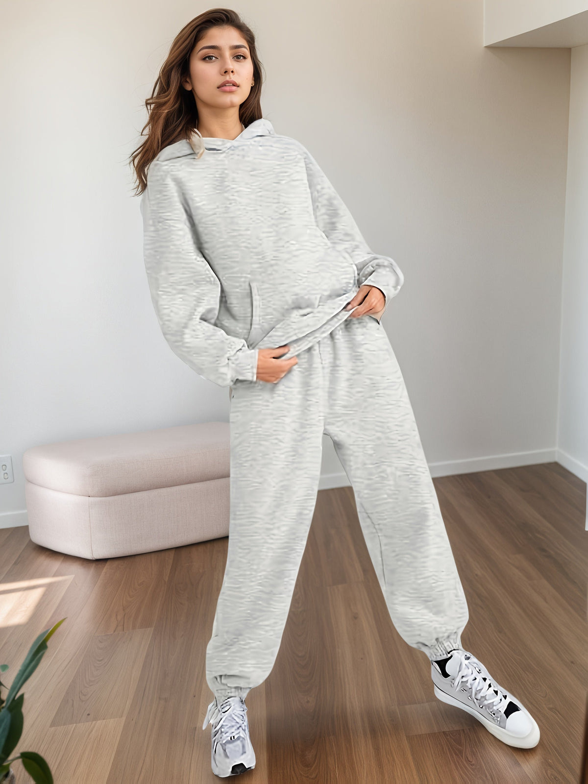 Women’s Plus Size Lounge Set – Oversized Hoodie & Baggy Sweatpants