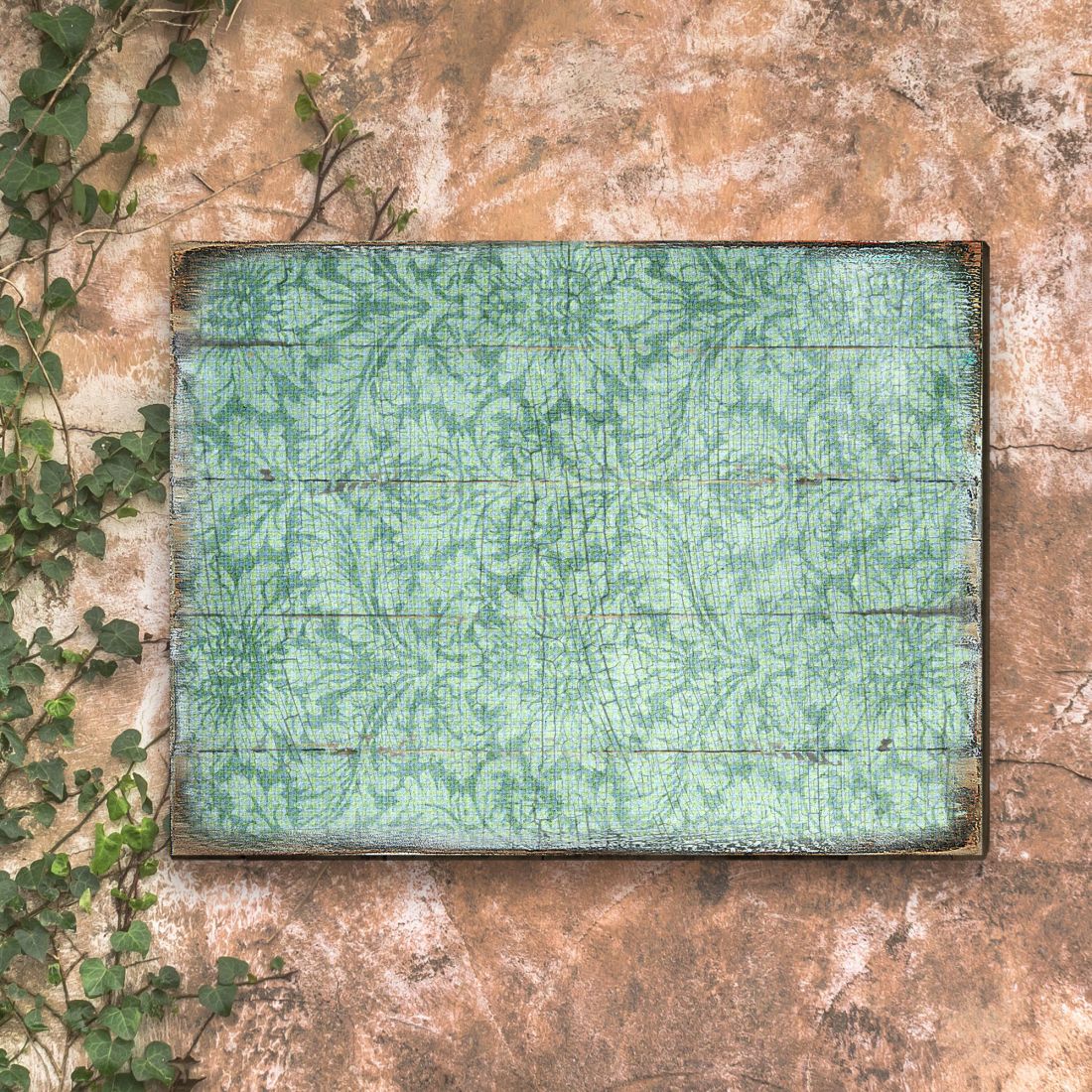 Rustic Blue Floral Wooden Wall Art by G. DeBrekht - Floral Ornamental Decor - 95008B